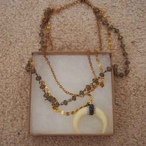 Layered Necklace w/ Crescent